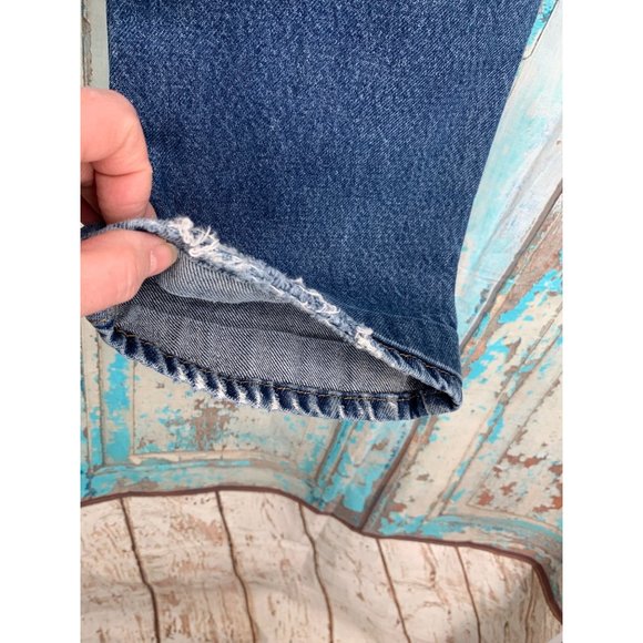 Levi Straight Fit Mens 32x 27 ALTERED (2.5” Hemmed can be released) Dark Blue Wa - Picture 6 of 9